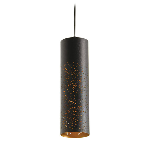 Afx Lighting Ash Black & Gold LED Mini-Pendant Light with Cylindrical Shade