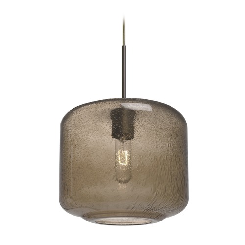 Besa Lighting Smoke Seeded Glass Pendant Light Bronze Niles by Besa Lighting 1JT-NILES10SM-BR