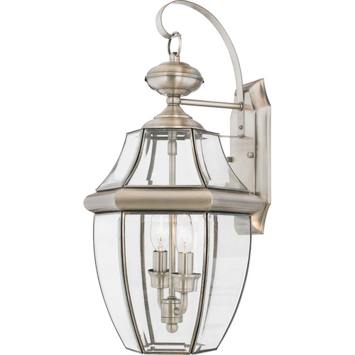 Quoizel Lighting Outdoor Wall Light with Clear Glass in Pewter Finish NY8317P