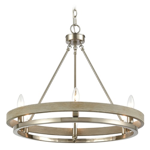 Elk Lighting Elk Lighting Ramsey Satin Nickel, Beechwood Chandelier 75066/6