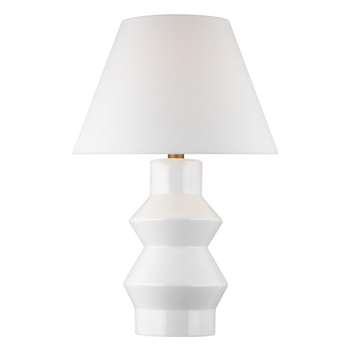 Visual Comfort Studio Collection Chapman & Meyers Abaco Arctic White & Burnished Brass LED Table Lamp by Visual Comfort Studio CT1041ARCBBS1