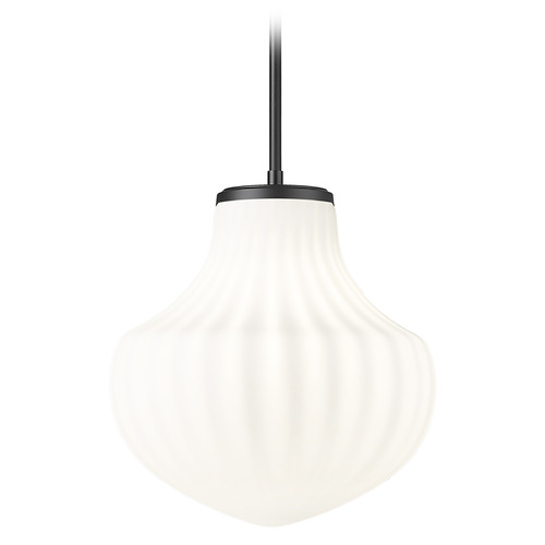 Z-Lite Newbury Matte Black Pendant Light with Bowl / Dome Shade