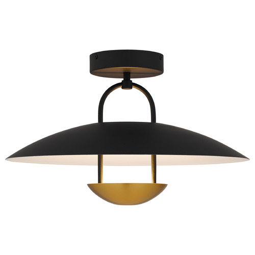 Quoizel Lighting Bingham Matte Black & Gold LED Semi-Flushmount Light