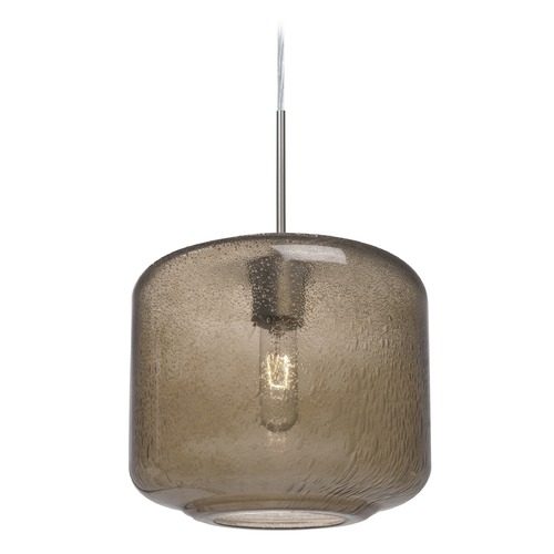 Smoke Seeded Glass Pendant Light Satin Nickel Niles by Besa Lighting
