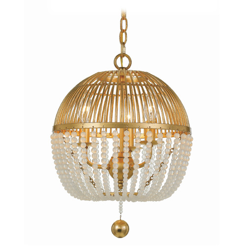 Crystorama Lighting Duval Antique Gold Pendant Light with Globe Shade