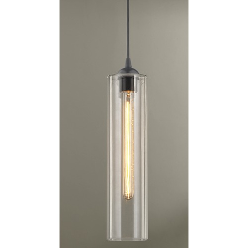 Design Classics Lighting Black Mini-Pendant with Clear Glass 582-07 GL1640C