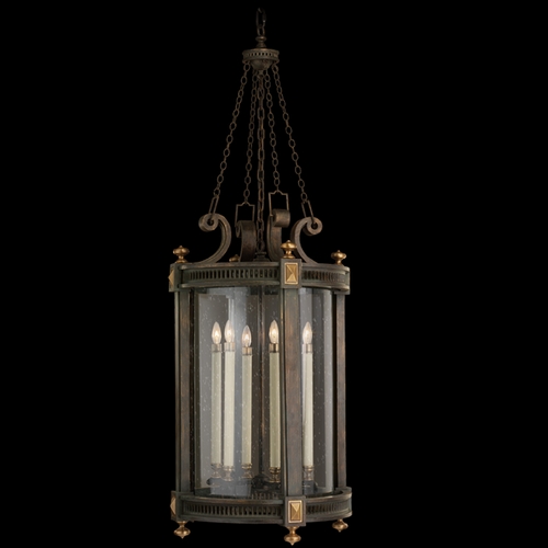 Seeded Glass Outdoor Hanging Light Brown and Gold Highlights Fine Art Lamps