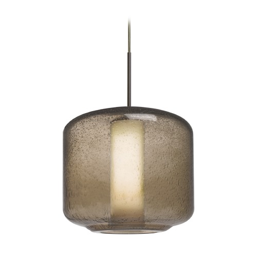 Besa Lighting Smoke Seeded Glass Pendant Light Bronze Niles by Besa Lighting 1JT-NILES10SO-BR