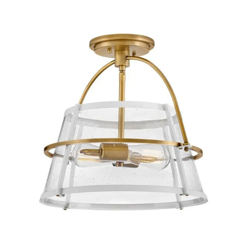 Hinkley Tournon Semi-Flush Mount in Heritage Brass & White by Hinkley Lighting 38111HB-PT