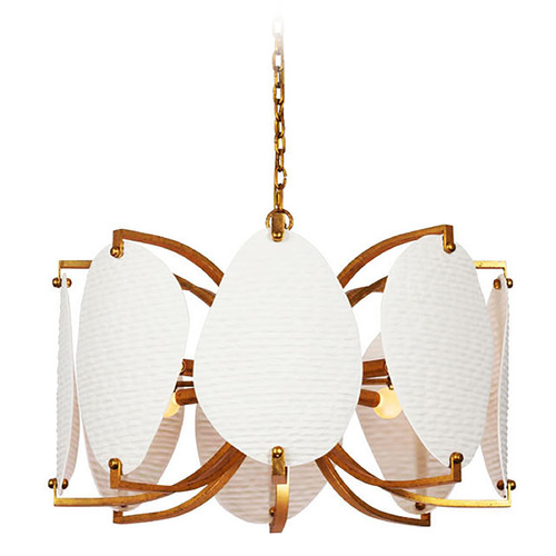 Kalco Lighting Aliform Oxidized Gold Leaf Pendant Light