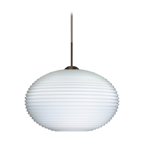 Besa Lighting Modern Pendant Light Ribbed Glass Bronze by Besa Lighting 1JT-491307-BR