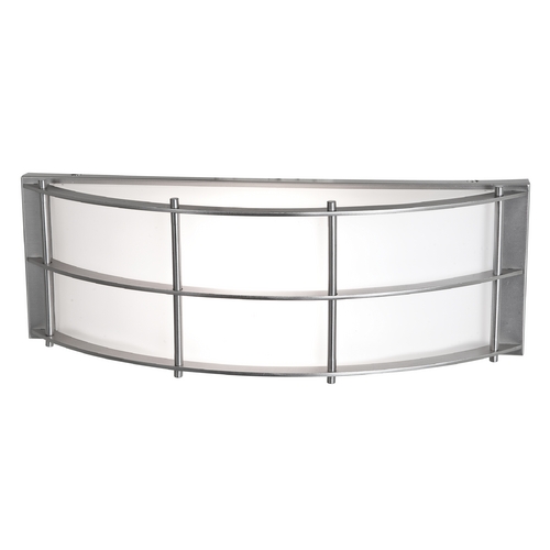Access Lighting Outdoor Wall Light with White Glass in Satin Nickel Finish 20373-SAT/OPL