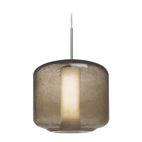 Smoke Seeded Glass Pendant Light Satin Nickel Niles by Besa Lighting