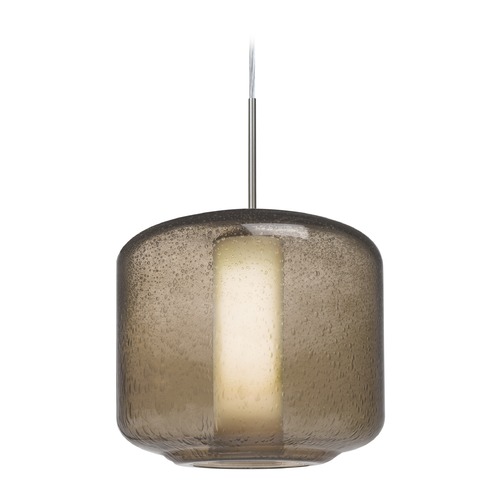 Besa Lighting Smoke Seeded Glass Pendant Light Satin Nickel Niles by Besa Lighting 1JT-NILES10SO-SN