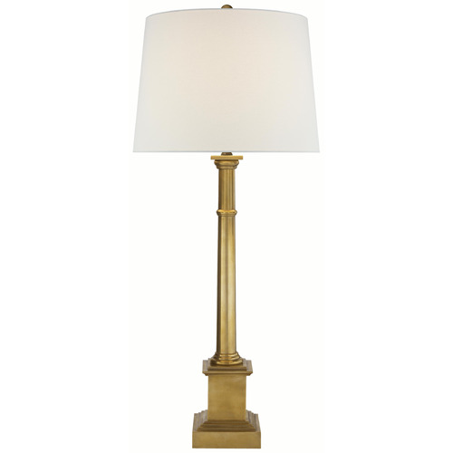 Visual Comfort Signature Collection Sjosephine Hand-Rubbed Antique Brass Table Lamp with Drum Shade
