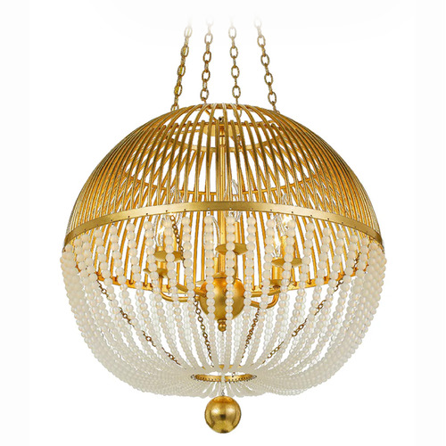 Crystorama Lighting Duval Antique Gold Pendant Light with Globe Shade