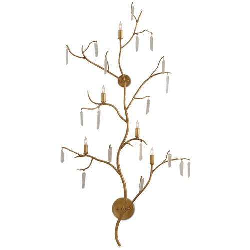 Forest Rock Crystal Sconce in Washed Lucerne Gold by Currey & Company