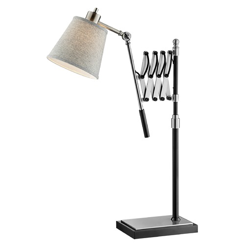 Caprilla Brushed Nickel Black Swing Arm Lamp by Lite Source Lighting
