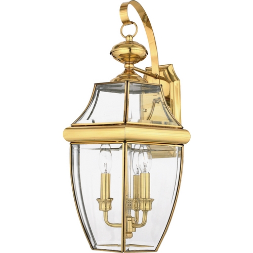 Newbury Outdoor Wall Light in Polished Brass by Quoizel Lighting