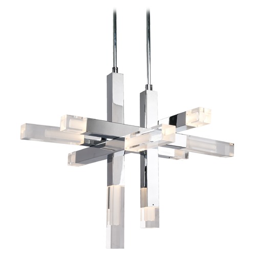 Modern Chrome LED Pendant with Frosted Interior Shade 3000K 1700LM by Kuzco Lighting