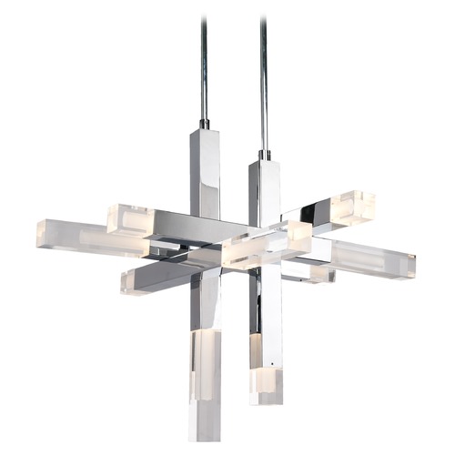 Kuzco Lighting Modern Chrome LED Pendant with Frosted Interior Shade 3000K 1700LM by Kuzco Lighting PD53330-CH