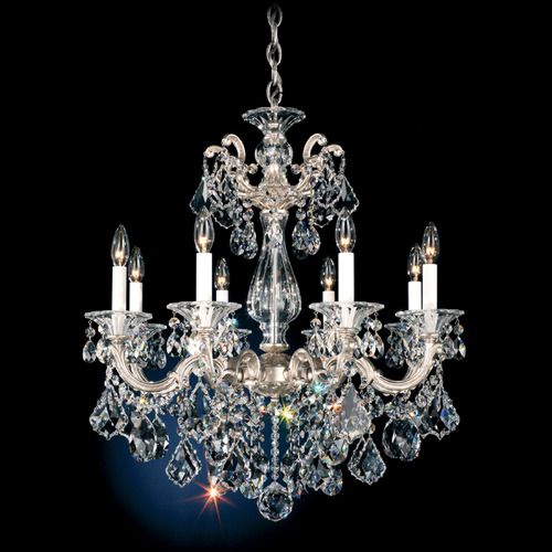 Schonbek Lighting Schonbek Worldwide Lighting La Scala Antique Silver Crystal Chandelier 5073-48R