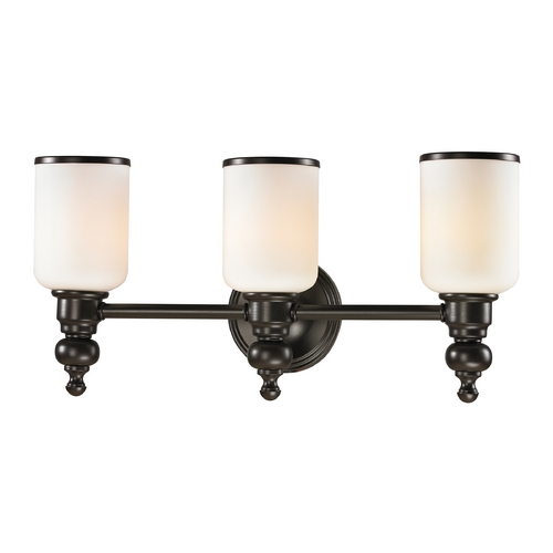 Elk Lighting LED Bathroom Light with White Glass in Oil Rubbed Bronze Finish 11592/3-LED