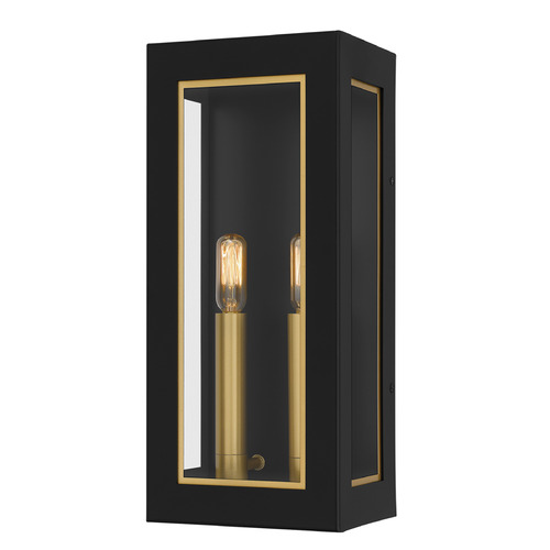 Quoizel Lighting Bourbon Matte Black & Soft Gold Outdoor Wall Light