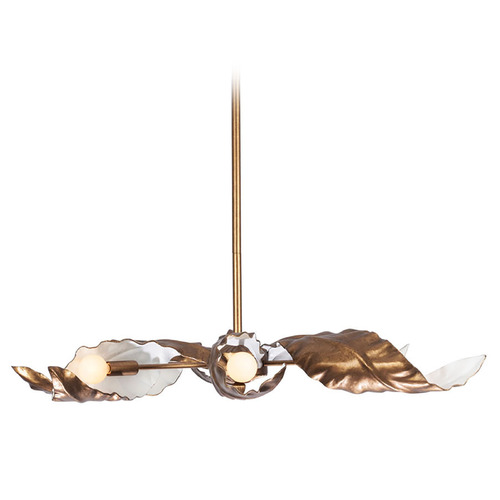 Kalco Lighting Spira Pearlized Antique Brass & White Chandelier