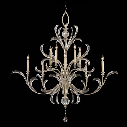Fine Art Lamps Beveled Arcs Silver Leaf Crystal Chandelier