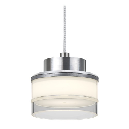 Besa Lighting Besa Lighting Pivot Satin Nickel LED Mini-Pendant Light with Drum Shade 1XT-PIVOTCL-LED-SN