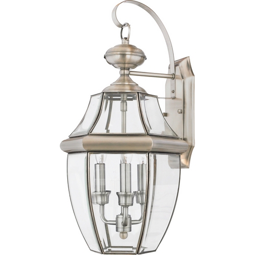 Quoizel Lighting Outdoor Wall Light with Clear Glass in Pewter Finish NY8318P