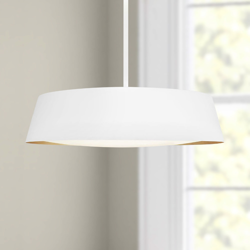 Visual Comfort Studio Collection ED Ellen-DeGeneres Asher 19-Inch Matte White Pendant by Visual Comfort Studio EP1055MWT