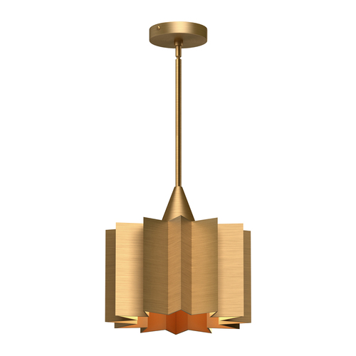 Alora Lighting Plisse Aged Gold Pendant Light with Drum Shade