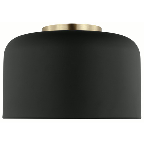 Visual Comfort Studio Collection Malone Midnight Black & Satin Brass Flushmount Light