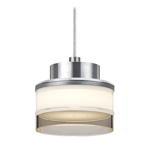 Besa Lighting Pivot Satin Nickel LED Mini-Pendant Light with Drum Shade
