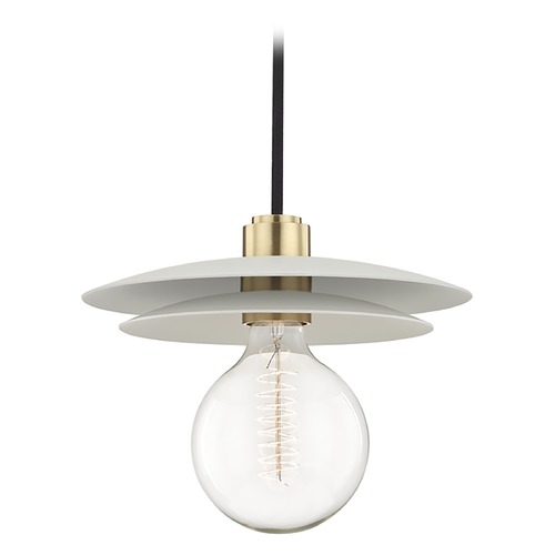 Mitzi by Hudson Valley Mid-Century Modern Pendant Light Brass Mitzi Milla by Hudson Valley H175701L-AGB/WH