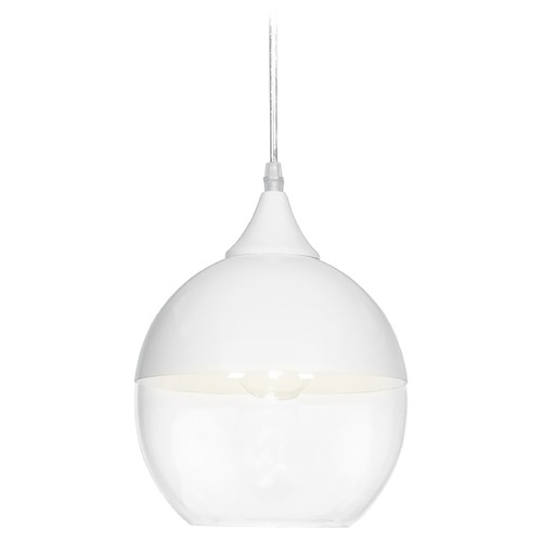 Avenue Lighting Sonoma Ave. 9.80-Inch Hand-Blown Pendant in Brushed Brass by Avenue Lighting HF8141-BB-WH
