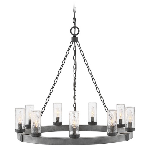 Sawyer 12V Outdoor Chandelier in Aged Zinc & Black by Hinkley Lighting