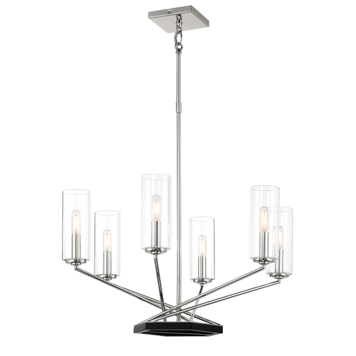 Highland Crossing 6-Light Chandelier in Nickel & Coal by Minka Lavery