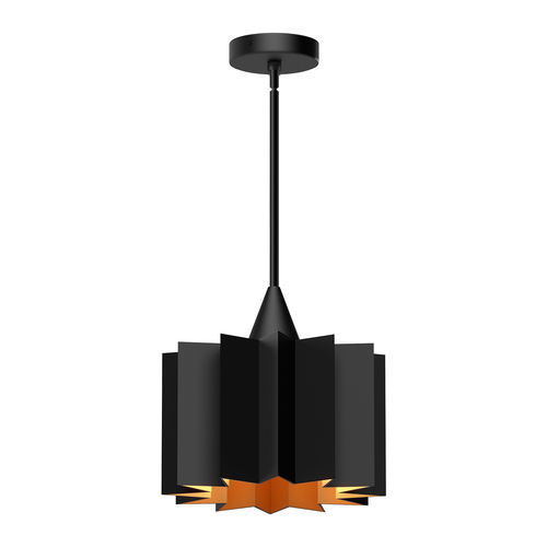Alora Lighting Plisse Matte Black Pendant Light with Drum Shade