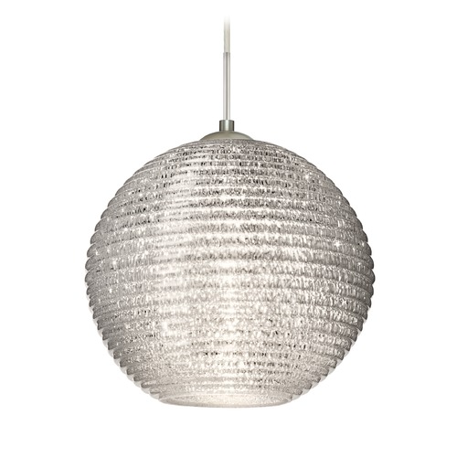 Besa Lighting Kristall Ribbed Glass Satin Nickel Pendant Light