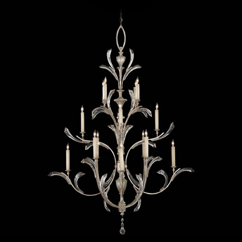 Fine Art Lamps Beveled Arcs Silver Leaf Crystal Chandelier