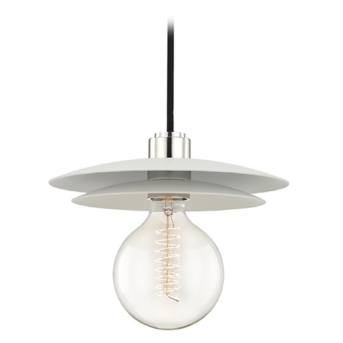 Mitzi by Hudson Valley Mid-Century Modern Pendant Light Polished Nickel Mitzi Milla by Hudson Valley H175701L-PN/WH