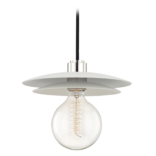 Mitzi by Hudson Valley Milla Pendant in Polished Nickel by Mitzi by Hudson Valley H175701L-PN/WH