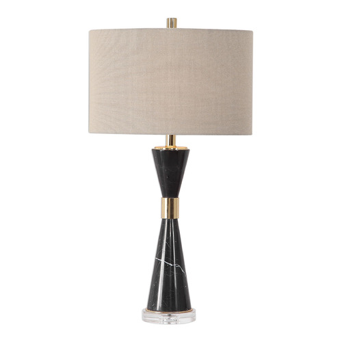 Uttermost Lighting The Uttermost Company Alastair Black Marble & Stainless Steel & Gold Table Lamp with Oval Shade 27886