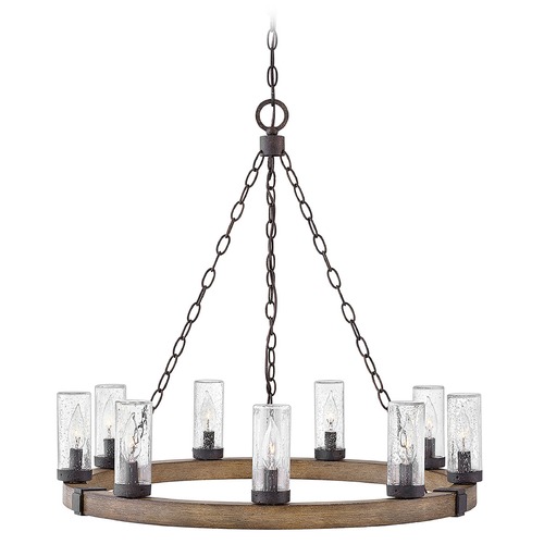 Sawyer 12V Outdoor Chandelier in Sequoia & Rust by Hinkley Lighting