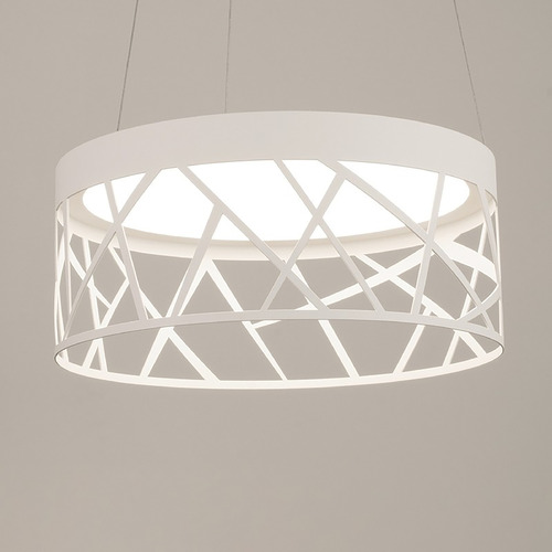 Afx Lighting Boon White LED Pendant Light with Drum Shade