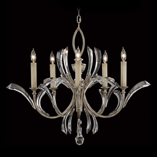 Fine Art Lamps Beveled Arcs Silver Leaf Crystal Chandelier