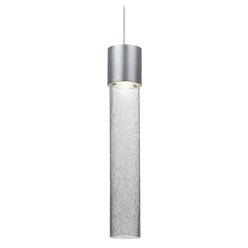 Seeded Glass LED Pendant Light Satin Nickel Wanda by Besa Lighting